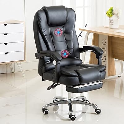Chaise de bureau de jeu en cuir pu cotis avec masseur large appui-tête