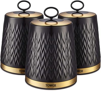 Empire t826091blk tower, lot de 3 boîtes de rangement pour thé, café