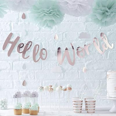 Bannière de fête prénatale unisexe ginger ray rose gold ''hello world''