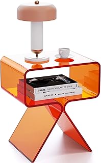 Table d'appoint moderne en acrylique transparent pour la décoration du salon (orange)