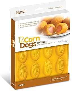 Moule de cuisson en silicone mobi pour 12 mini corn dogs, jaune