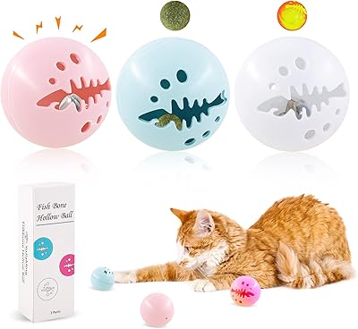 Jouet de balle de chat 3 pièces balles en plastique interactives amusantes