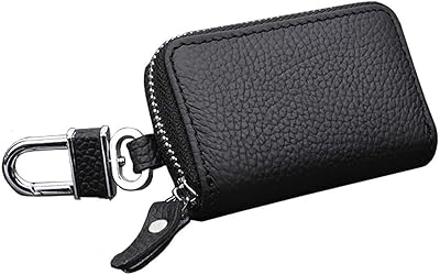 Porte-clés de voiture en cuir de luxe avec fermeture éclair de voiture (noir)
