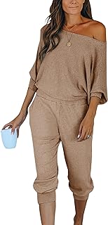 Prettygarden survêtement deux pièces côtelé pour femme pull à manches longues combinaison longues