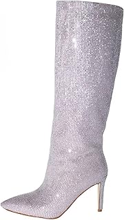 Viviboom bottes hautes en strass pour femmes, escarpins à talons hauts et bout