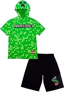 Ensemble de costumes minecraft courts pour garçons avec short tnt noir et logo