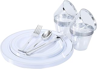 Couverts de fête jetables en plastique beauty 72 pièces, assiette, tasse, cuillère