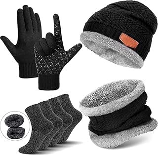 Ensemble bonnet, écharpe, chaussettes et gants doublés en polaire pour hommes et femmes