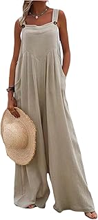 Amiblvowa salopette d'été grande taille pour femme, sans manches, jambes larges, sans bretelles, barboteuse avec poches, taille unique. Diaytar : Votre partenaire e-commerce au quotidien