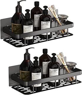 Panier d'étagère de douche shay paquet de 2 (noir)