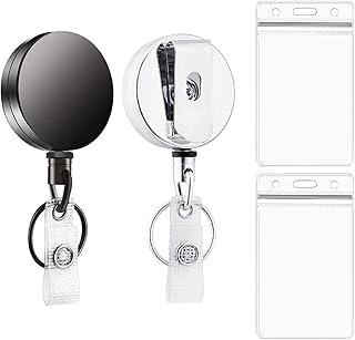 Porte-badge rétractable avec 2 porte-cartes transparents et étanches, porte-badge d'identification en métal t-tercelli