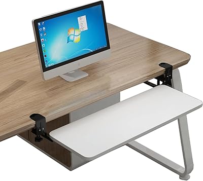 Plateau de clavier à pince, tiroir coulissant ergonomique, rallonge de bureau, grand plateau