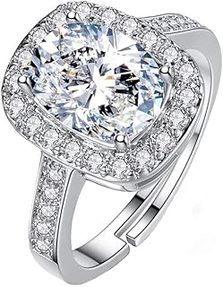 Bague réglable plaquée platine avec cristaux classiques de qualité a5 pour femmes