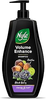 Shampoing anti-chute de cheveux volume enhance nyle naturals, avec reetha et mûre, 400