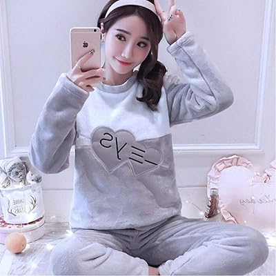 Ensemble de pyjama en flanelle chaude et épaisse d'hiver pour femmes, pyjama