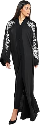 Abaya en tissu luxueux, livrée avec un hijab assorti.-sb164a-p