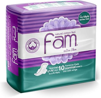 Serviettes hygiéniques fam extra fines au toucher coton naturel, 10 serviettes