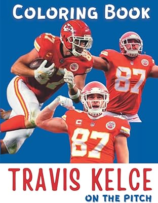 Livre de coloriage travis kelce : illustrations de travis jouant au football américain