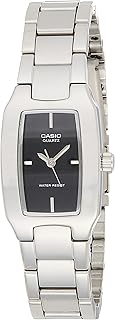 Montre casio pour femme avec cadran noir et bracelet en acier inoxydable