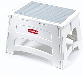 Banc en plastique pliant en une étape rubbermaid, capacité de 300 lb, blanc