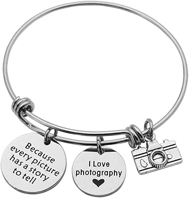 Cadeau de photographe eilygen bracelet en fil réglable avec breloque pour appareil