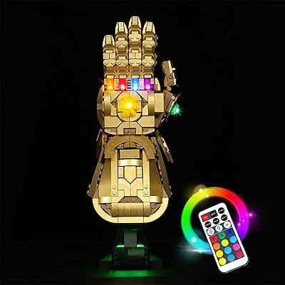Lumière led zovisi lego 76191 infinity gauntlet, lumières décoratives modèle thanos gauntlet, pierres