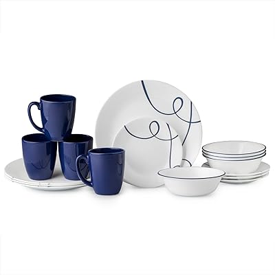Ensemble de couverts corel classic lea, 16 pièces, blanc et bleu
