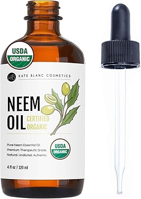 Huile de neem biologique (118 ml) par kate blanc. certifiée biologique par l'usda
