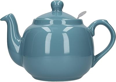 Théière à feuilles mobiles london pottery farmhouse avec infuseur en céramique, turquoise, 4