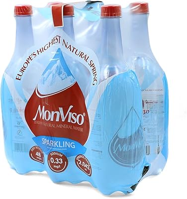 Eau minérale naturelle pétillante monviso - 1 litre - paquet de 6