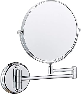 Miroir de maquillage mural grossissant double face rotatif extensible et pliable pour salle