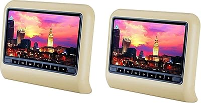 Lecteur dvd led à écran tactile 9 pouces avec appui-tête à clipser - paire de 2 - beige. Diaytar : Qualité professionnelle, prix grand public