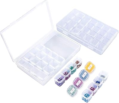 Kafu lot de 2 boîtes de rangement pour diamants, 56 grilles, boîtes