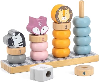 Jouet d'assemblage de blocs en bois polarb pour enfants de 2 ans