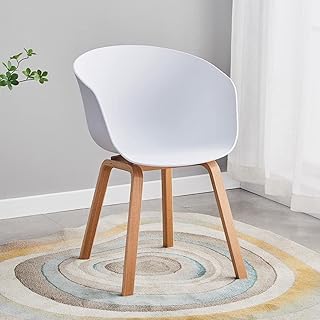 New front y106b-m - chaise polyvalente en polypropylène blanc avec base en bois