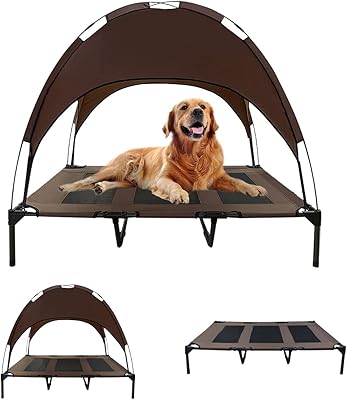 Lit pour chien surélevé avec auvent, grand lit surélevé pour chien, niche rafraîchissante