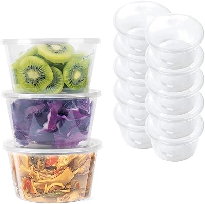 Récipients alimentaires jetables avec couvercles - 450 ml [10 pièces] récipients ronds