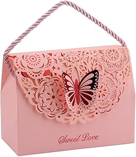 Boîtes à dragées décoratives en forme de papillon avec poignée, 10 pièces, sacs