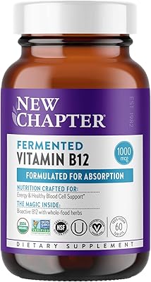 Vitamine b12 new chapter, vitamine b12 fermentée 1000 mcg, biologique, un par jour