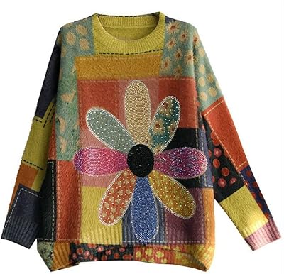 Hobivhobiva pulls pour femmes vêtements de printemps femmes pulls décontractés à fleurs dames