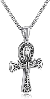 Collier avec pendentif croix tribale d'arts martiaux égyptiens antiques en acier inoxydable