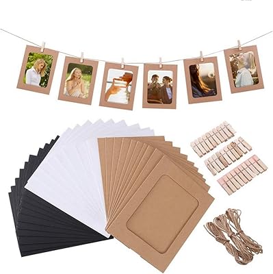 Ensemble de cadres photo en papier multicolore skido avec pince et ficelle