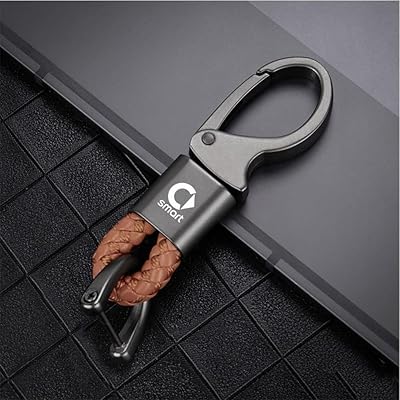 1 porte-clés de voiture pour smart fortwo forfour, porte-clés en cuir avec emblème
