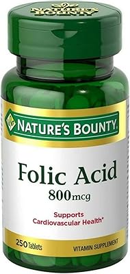 Comprimés d'acide folique nature's bounty 800 mcg concentration maximale 250 comprimés