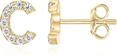 Pavoi boucles d'oreilles en argent sterling 925 avec diamants simulés, premières lettres