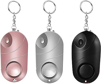 Porte-clés d'alarme d'autodéfense 130 db avec lumière led, son de sécurité et alarme