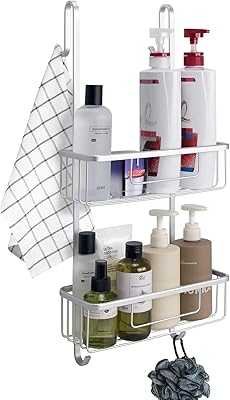 Support de douche dewey sur porte, organisateur de salle de bain noir antirouille