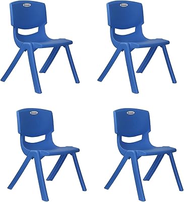 Chaise pour enfants scoop en plastique pour étude et école, couleur bleue, paquet