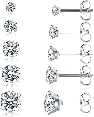 Ensemble de boucles d'oreilles à tige hypoallergéniques en acier inoxydable 316l avec zircone