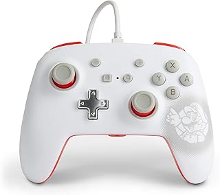 Manette filaire améliorée powera nintendo switch - mario blanc, manette de jeu, manette